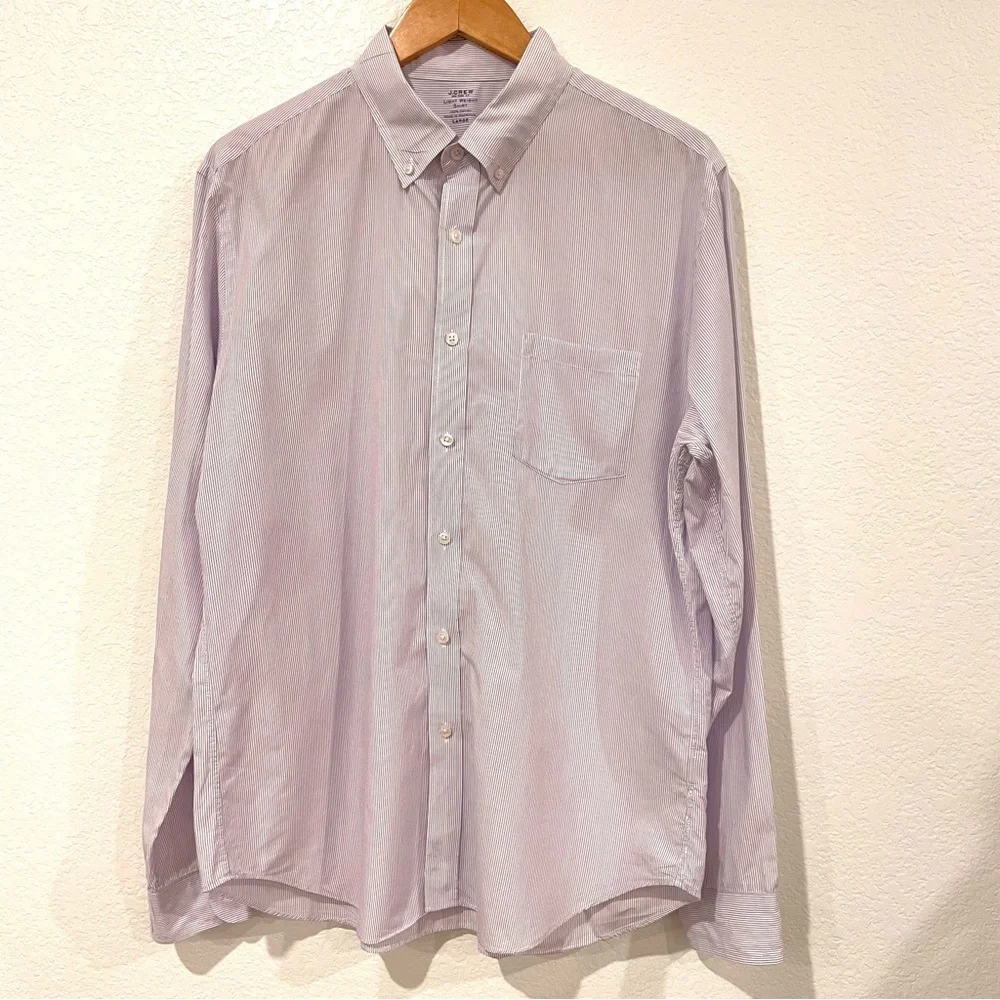J. Crew Men's Purple Pinstripe Button Down Shirt Size Large